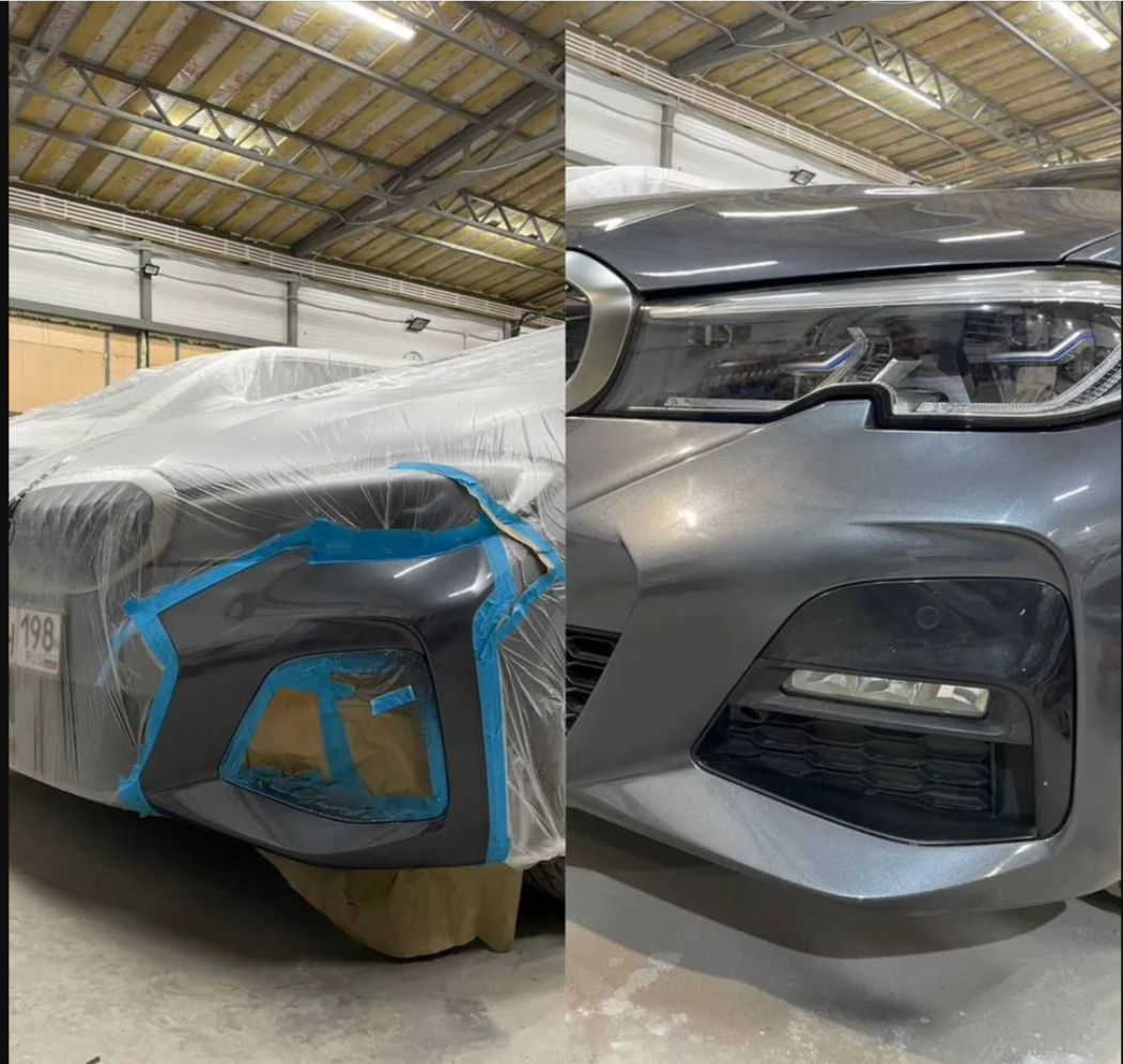 Локальная покраска бампера BMW в автомастерской ЛокАрт
