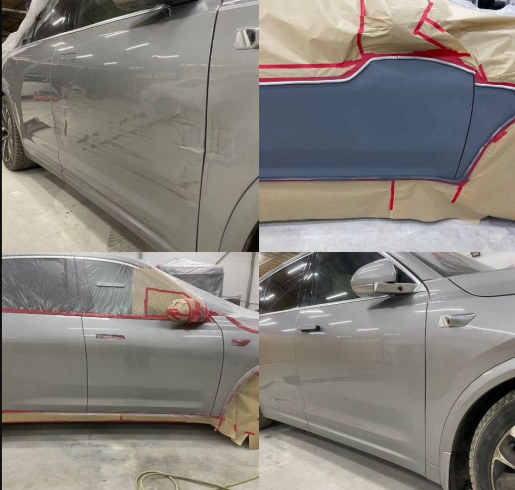 Ремонт и окрас боковой части кузова автомобиля — до и после